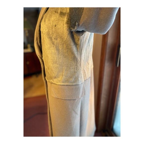 Karen Millen Long Coat Grey Wool Contast Faux Fur Upper Sz 10 - Picture 8 of 16